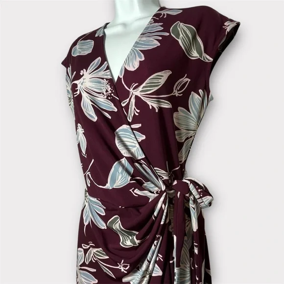 Purple and Blue Floral Wrap Dress - Picture 5 of 10